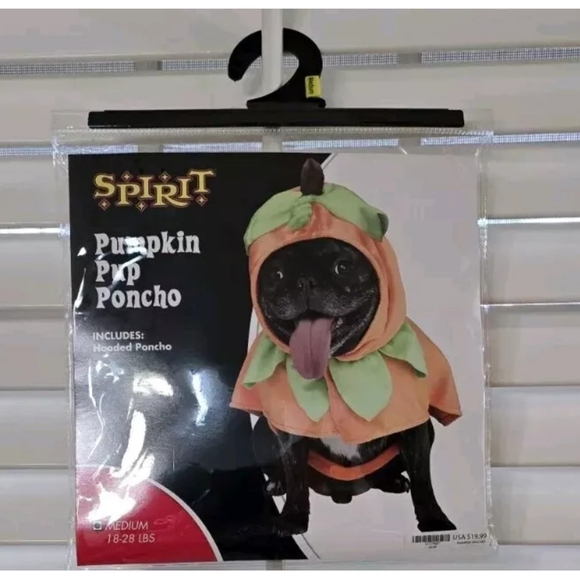 Spirit Halloween Pumpkin Pup Poncho Halloween Pet Costume New Size M 16-18 lbs - Picture 3 of 4